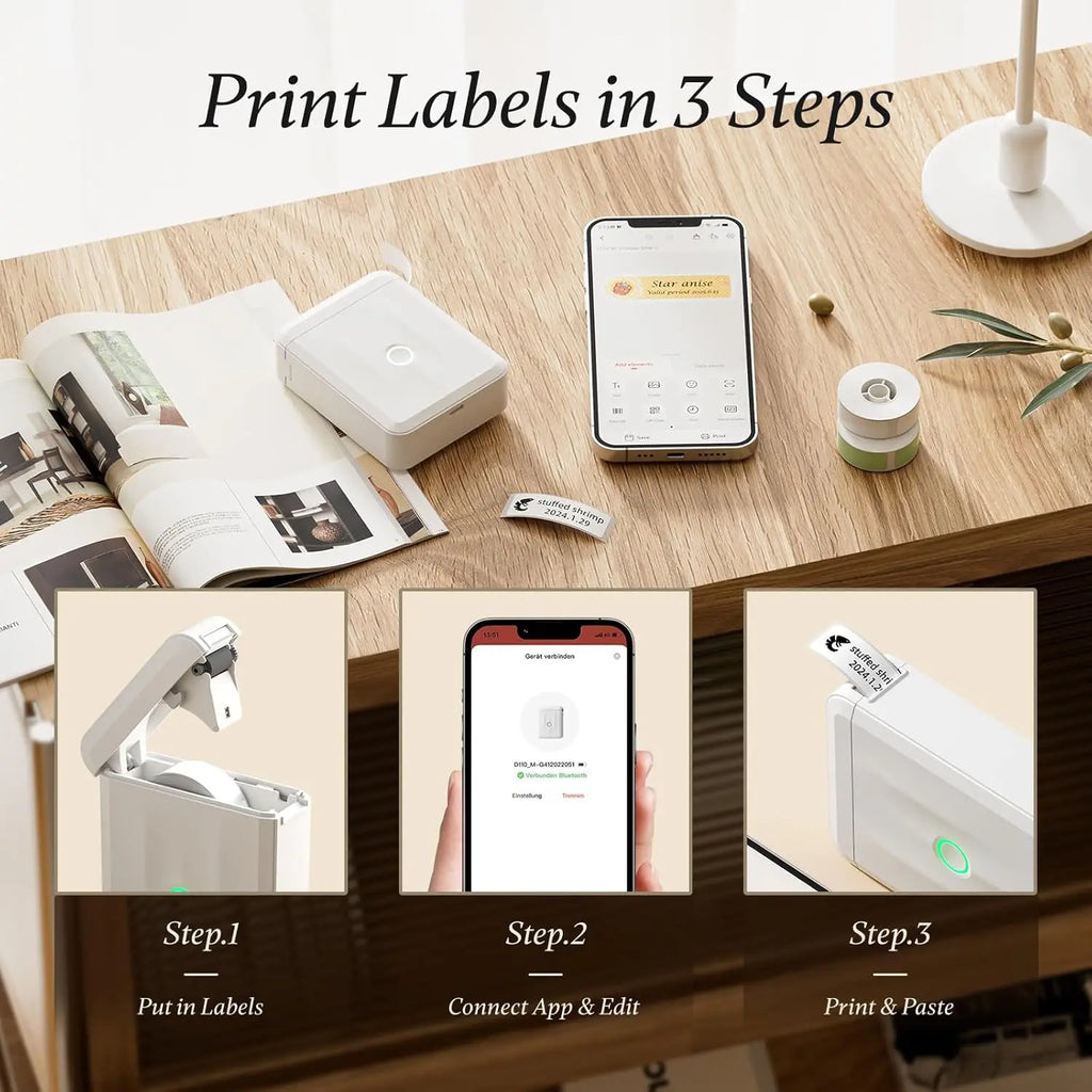 Niimbot D110 Smart Portable Label Printer Mini Pocket Thermal Sticker Maker Self-adhesive Label Papers For Office Home USE