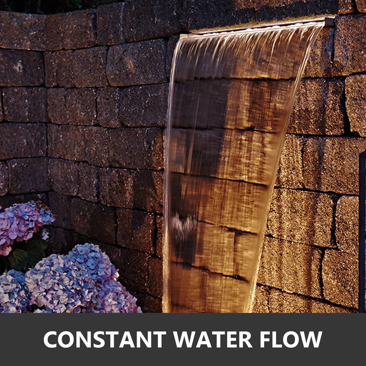 SucceBuy Waterfall Pool Fountain Stainless Steel W/ Pipe Connector Spillway Outdoor Pond Rectangular Swimming Pool Fountain