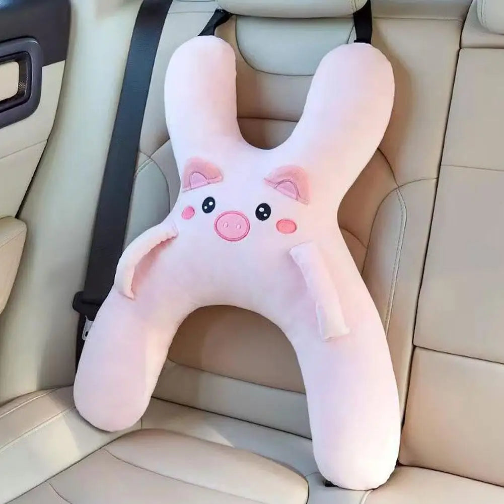 1PC Car Mounted Child Sleeping Pillow Car Cute Cartoon Pillow Car Removable Comfortable Breathable Headrest Lumbar Support