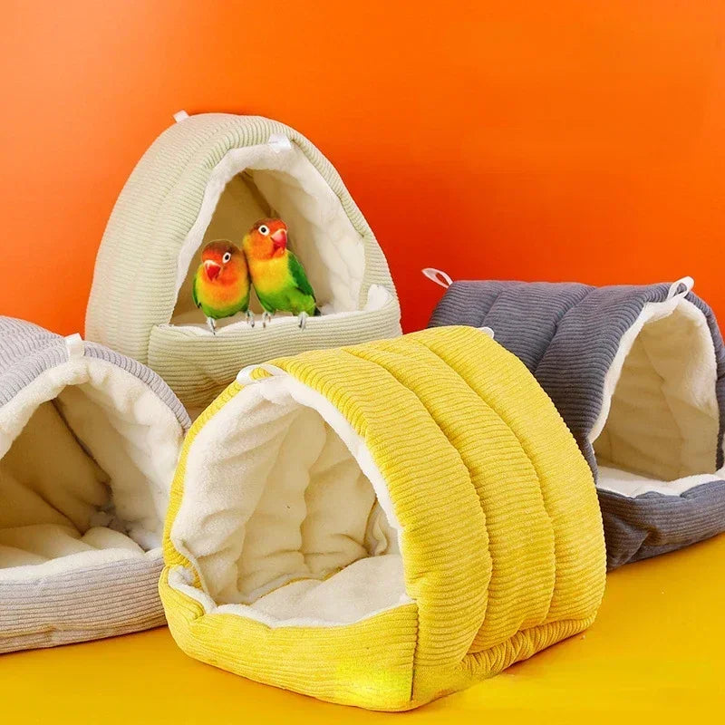 Cute Winter Warm Bird Cage Parrot Cotton Nest Budgie Hammock Hut Tent Bed Hanging Cave Pet Products