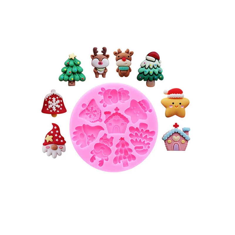 Christmas Series Bells Christmas Tree Snowman Snowhouse Chocolate Cake Silicone Mould DIY Resin Jewellery Accessories Drop Mold