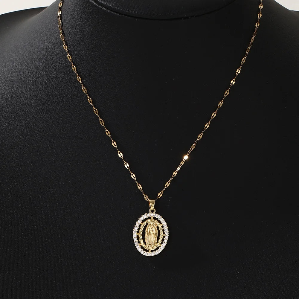 New Personalized Colorful Zircon Necklace Design, Fashionable, Light, Luxurious And Versatile, Popular Madonna Necklace