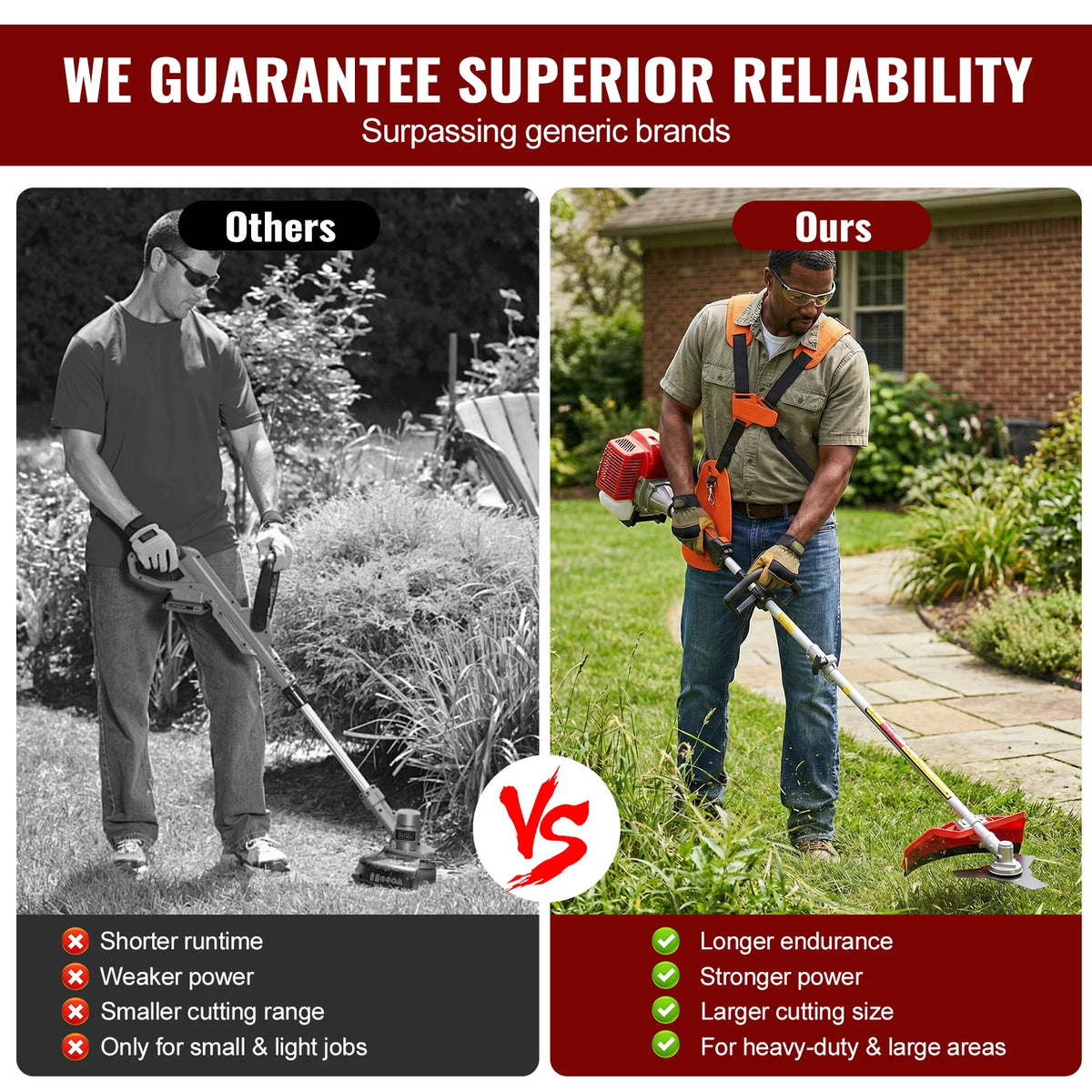 Conentool 11000RPM 52CC Petrol Brush Cutter 5 in 1 Handheld Garden Grass Trimmer 2 Stroke Hedge Trimmer Chainsaw Tool
