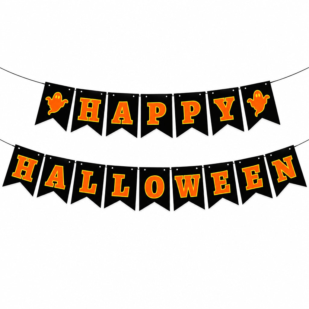 Halloween Party Decor Set Happy Pumpkin Banner Hanging Swirls Cake Topper Witch Ghost Castle Home Halloween Ornaments Supplies