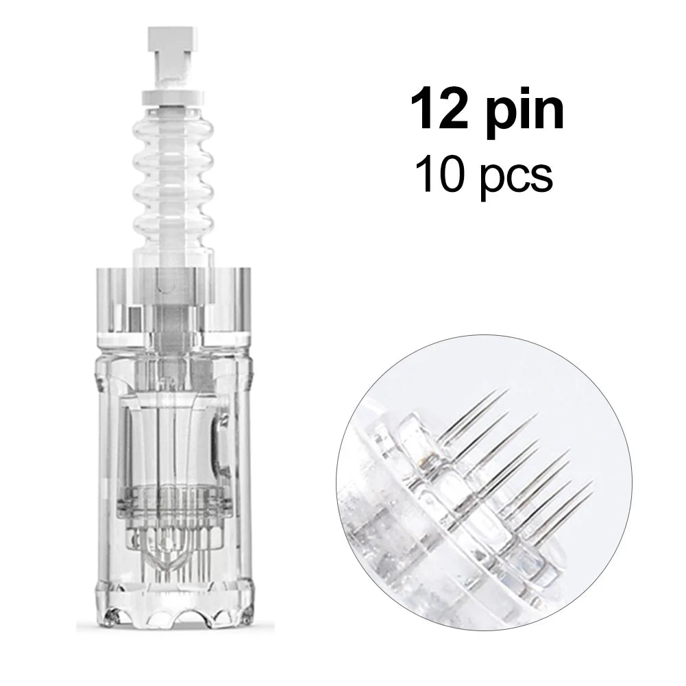 10Pcs 0.25mm Cartridge Microneedle 12pin 24pin 36pin 42pin Round Nano Needle For Dr Pen A10 Microneedling Pen