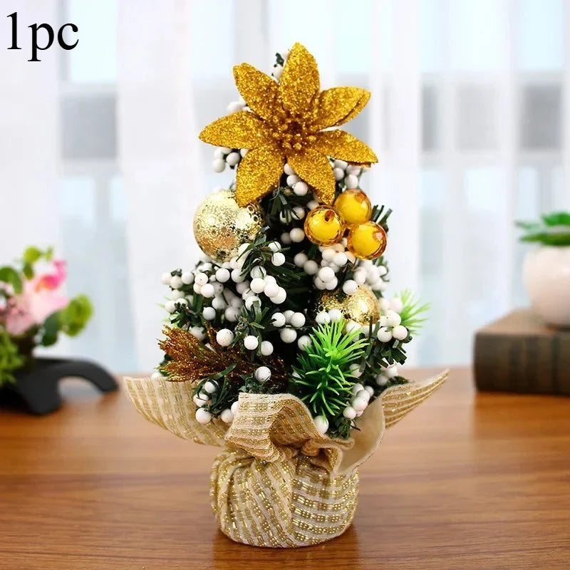 1pc 20cm Merry Christmas Tree Office Home Bedroom Doll Gift Xmas Tree Desk Decoration New Year Gift Christmas Party Decoration