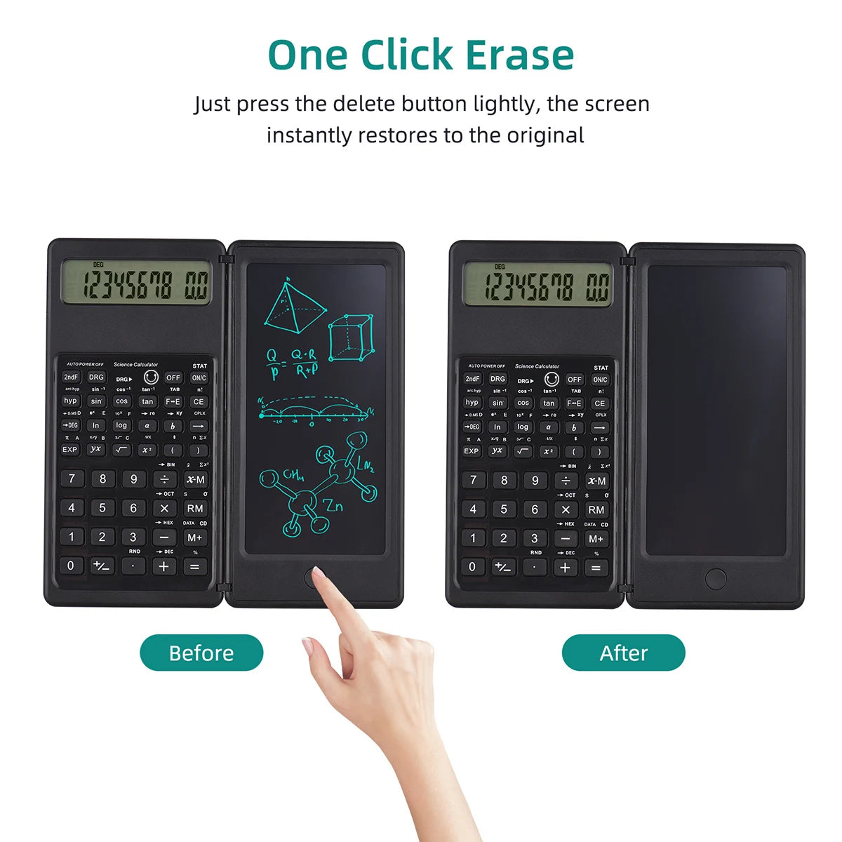 Portable Calculator 6.5 Inch LCD Screen Writing Tablet Folding Scientific Calculator Tablet Digital Drawing Pad With Stylus Pen