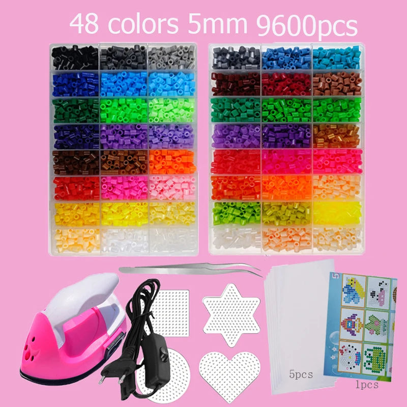 Hama Beads Box Embalagem Thermal Mosaic Ferro Educação Beads, Ironing Beads Fuse Beads Brinquedo DIY, 24 48 72 Cores 2.6MM 5MM