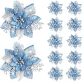Glitter Pink Christmas Flowers Xmas Tree 14cm Artifical Flower Ornaments  Merry Christmas Decoration For Home New Year