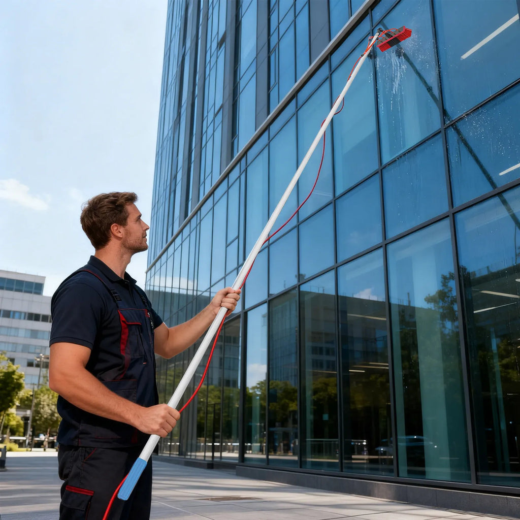 Window Cleaning System Cleaning Brush & Pole Cleaning Kit for Solar Panel and Outdoor Window Cleaning Kit 7/8/10 Meter