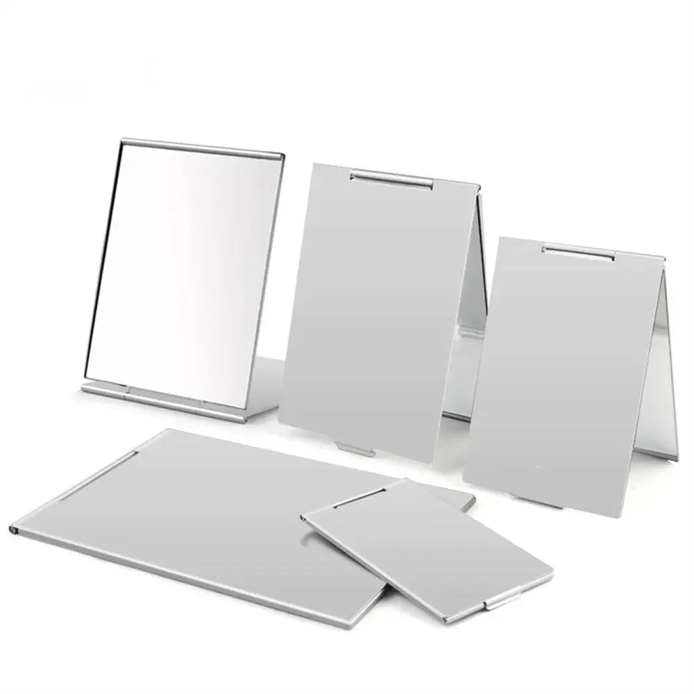 Small Mirror Aluminum Folding Mirror Foldable Compact Makeup Mirrors Rectangle Ultra-thin Pocket Mini Mirror Travel Use