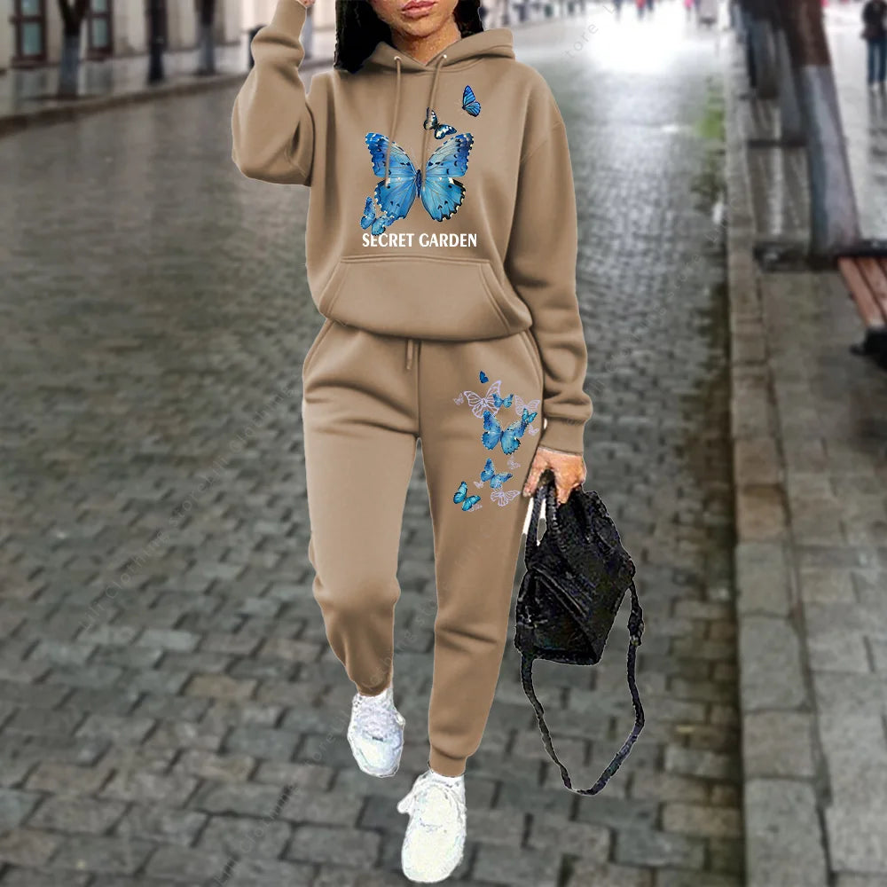 Autumn Winter Women Tracksuit Hoodies Pants Two Piece Sweatshirt Sweatpant Jogging Sports Suit Outfits Woman Clothing Aesthetic