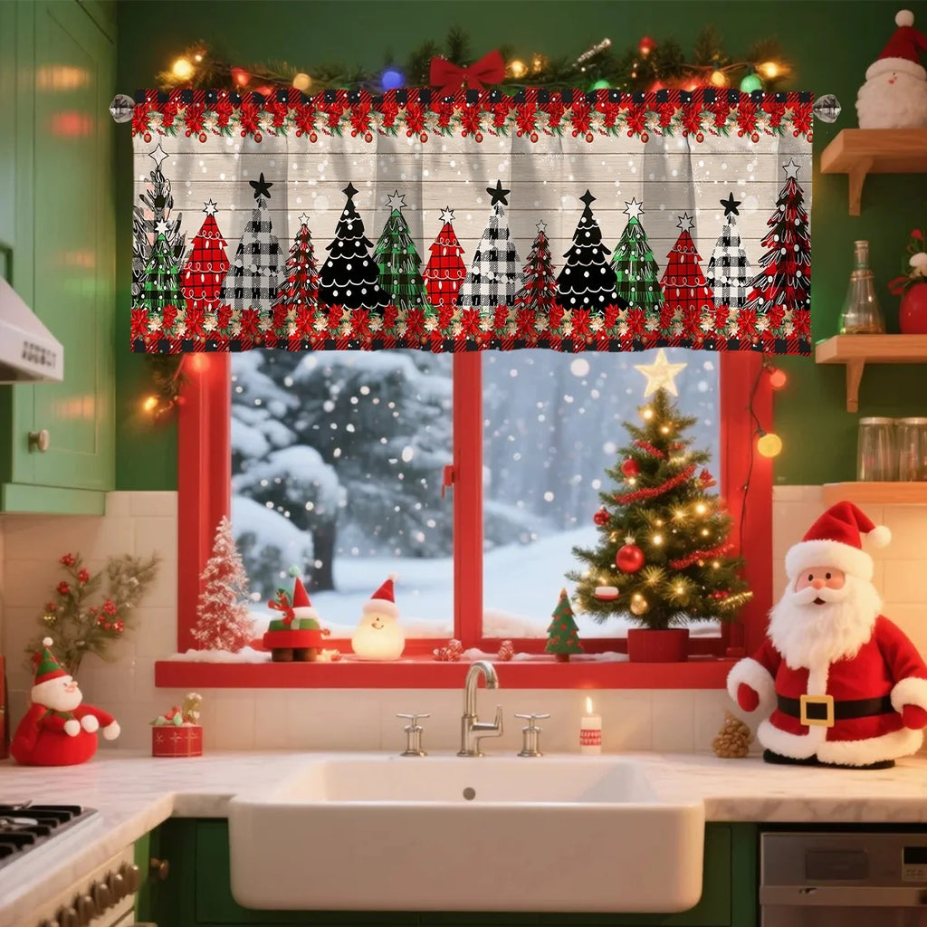Christmas Short Curtain Merry Cristmas Decoration for Home. Xmas Ornament Navidad New Year Gift for Kitchen Living Room