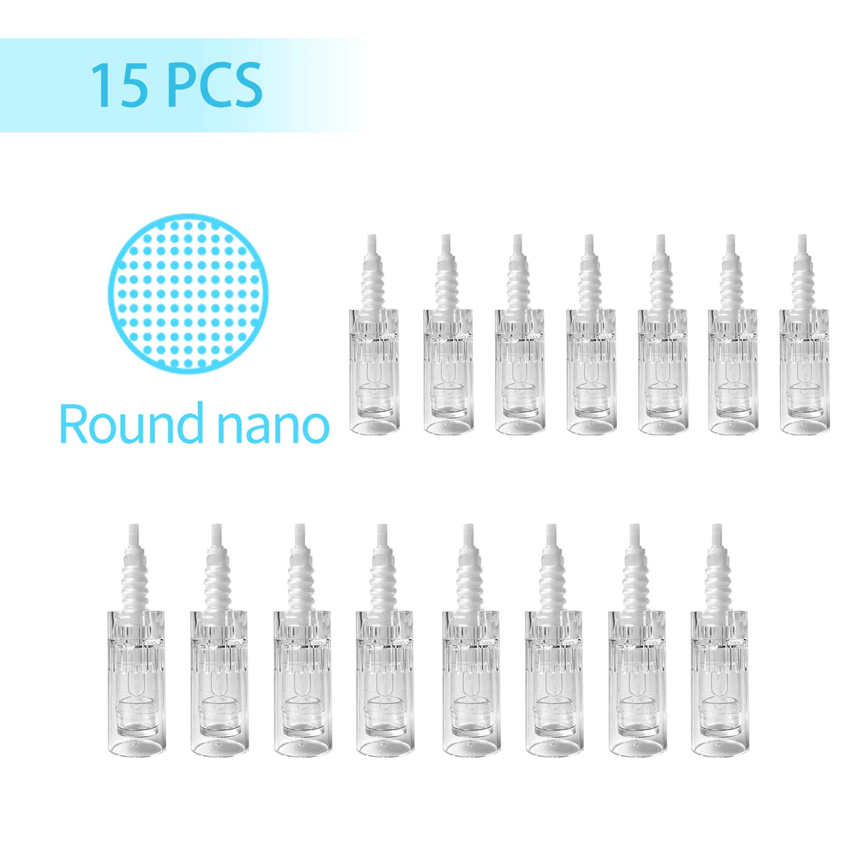15Pcs Dr Pen Microneedle Cartridge Use for N2/M5/M7/E30, 9/12/24/36/42Pin&Round/Square Nano Use for Facial Needle Length 0.25mm