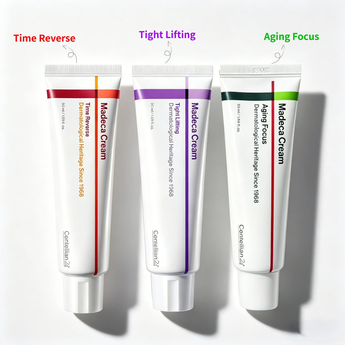 Centellian24 Skincare - Madeca Cream For Time Reverse, Lifting Eye Cream, Calming, 360° Shot PDRN Active Serum & Glowing Patch