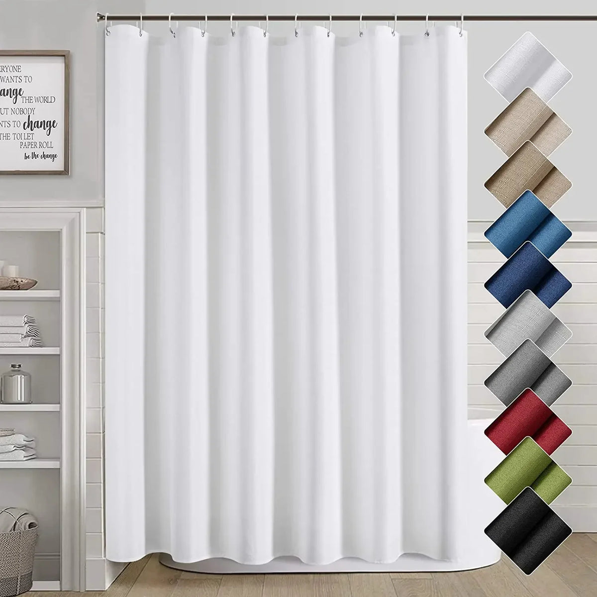 Grey Shower Curtains Modern Minimalist Hotel Home Solid Colour Bath Curtain Polyester Fabric Bathroom Decoration Set with Hooks