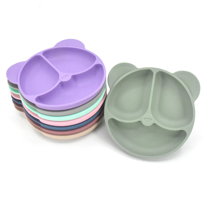 9PCS/Set BPA-Free Silicone Baby Feeding Set: Suction Bowl, Divided Dining Plate, Straw Cup, Spoon, Fork, and Adjustable Bib, Children's Dishware