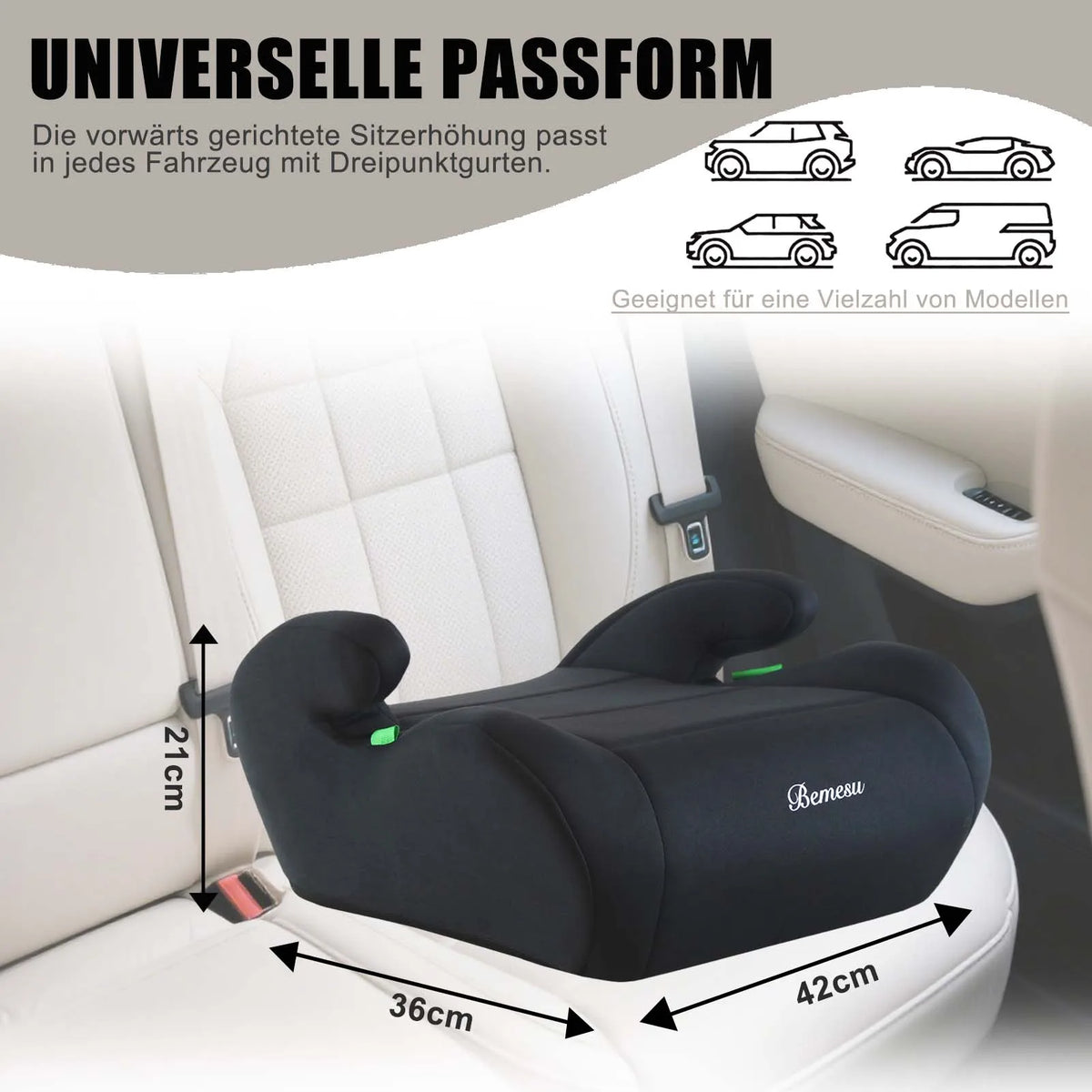 Child Car Safety Booster Seat, Compliant with i-Size UN ECE R129/03 Standard, Three-Point Safety Harness, Portable Child Safety Seat, Suitable for Ages 6-10 (Height 125-150 cm)