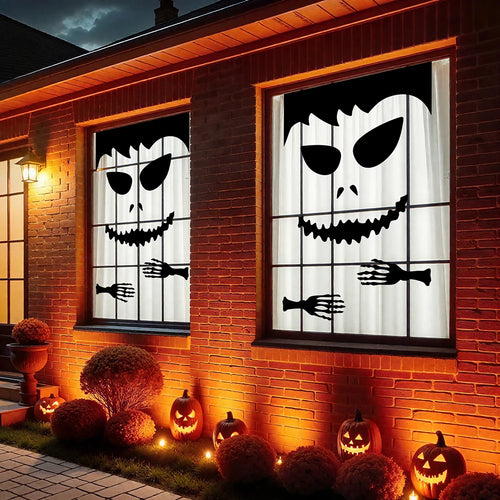 Halloween Decor Door Stickers Window Decor Skeleton Hand Pumpkin DIY Devil Witch Hat Glass Window Stickers Home Decorations