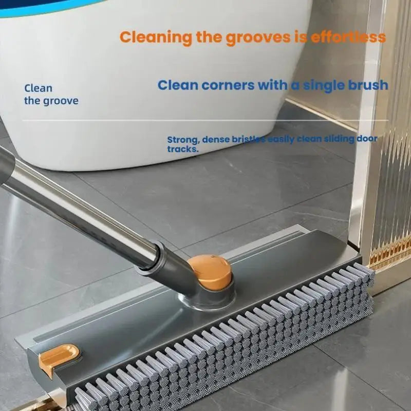 Three-In-One Long Handle Floor Cleaning Brush Set, Heavy-Duty Hard Bristles Scrubber for Shower Room Bathroom Deck Garage Kitche
