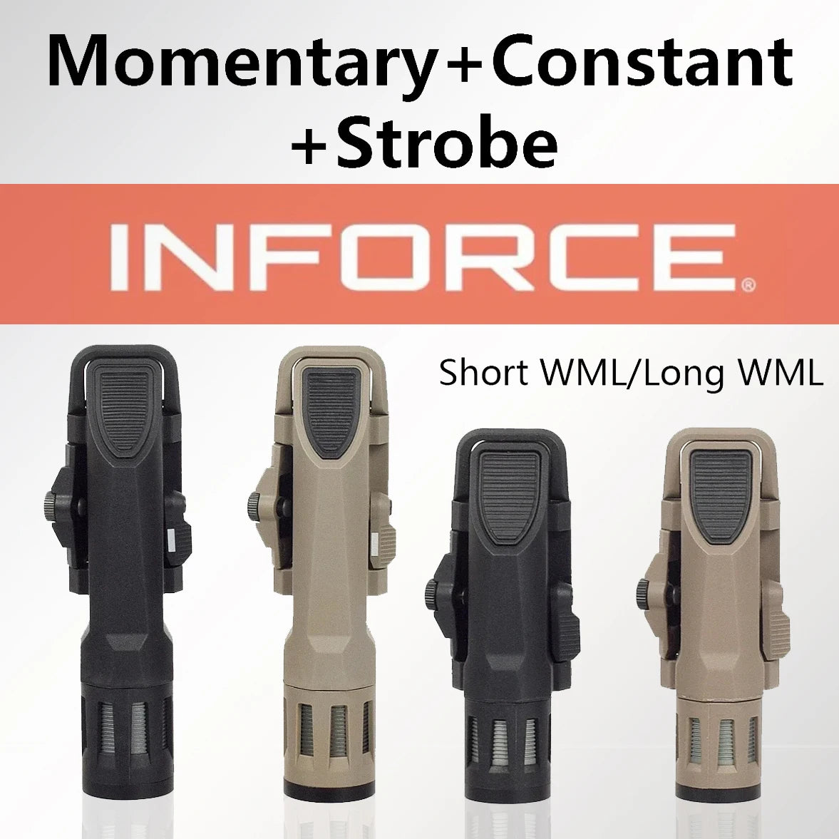 Tactical INFORCE WML Scout Light Rifle Flashlight Picatinny Rail for AKTorch AR15 HK416 AirsoftHunting Constant Strobe Momentary