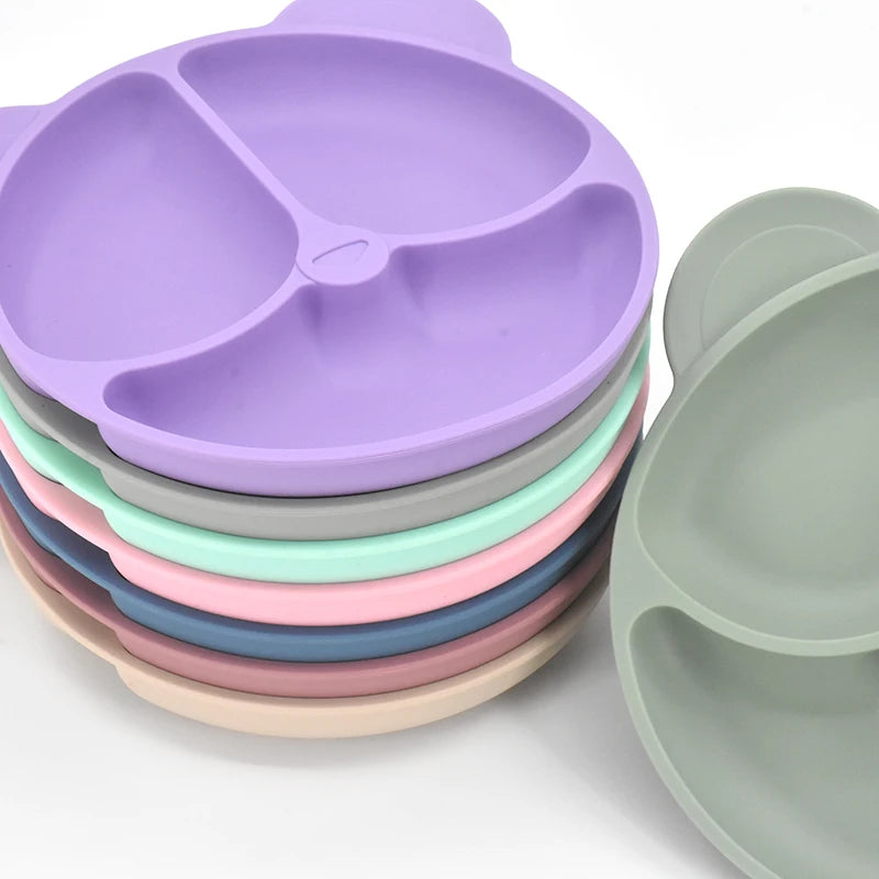 9PCS/Set BPA-Free Silicone Baby Feeding Set: Suction Bowl, Divided Dining Plate, Straw Cup, Spoon, Fork, and Adjustable Bib, Children's Dishware