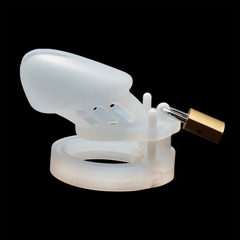 Silicone Urethra Chastity Lock with 5 Snap Ring Penis Bondage Adult Men's Chastity Cage Cock Restriction BDSM Abstainer Sextoys
