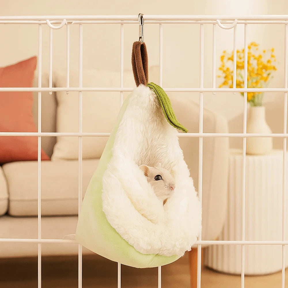 Hamster Cage Plush Hamster Hammock Warm Soft Winter Pet Nest Pear Shaped Comfortable Sugar Glider Hideout Cage Decoration