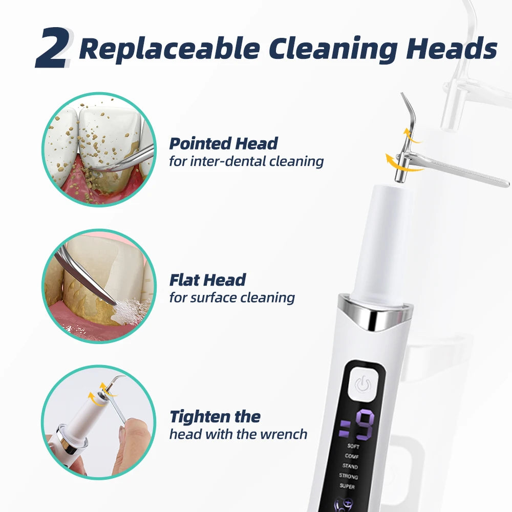 5 LED Light Ultrasonic Tooth Cleaner 9 Levels Dental Scaler Calculus Remover Plaque Stain Tartar Removal Teeth Cleaning Tools