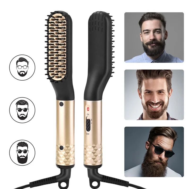 Electric Hot Comb Straightener Multifunctional Quick Heated Men Beard Care Brush Beard Anti-Scald Straightener Comb Hair Tools