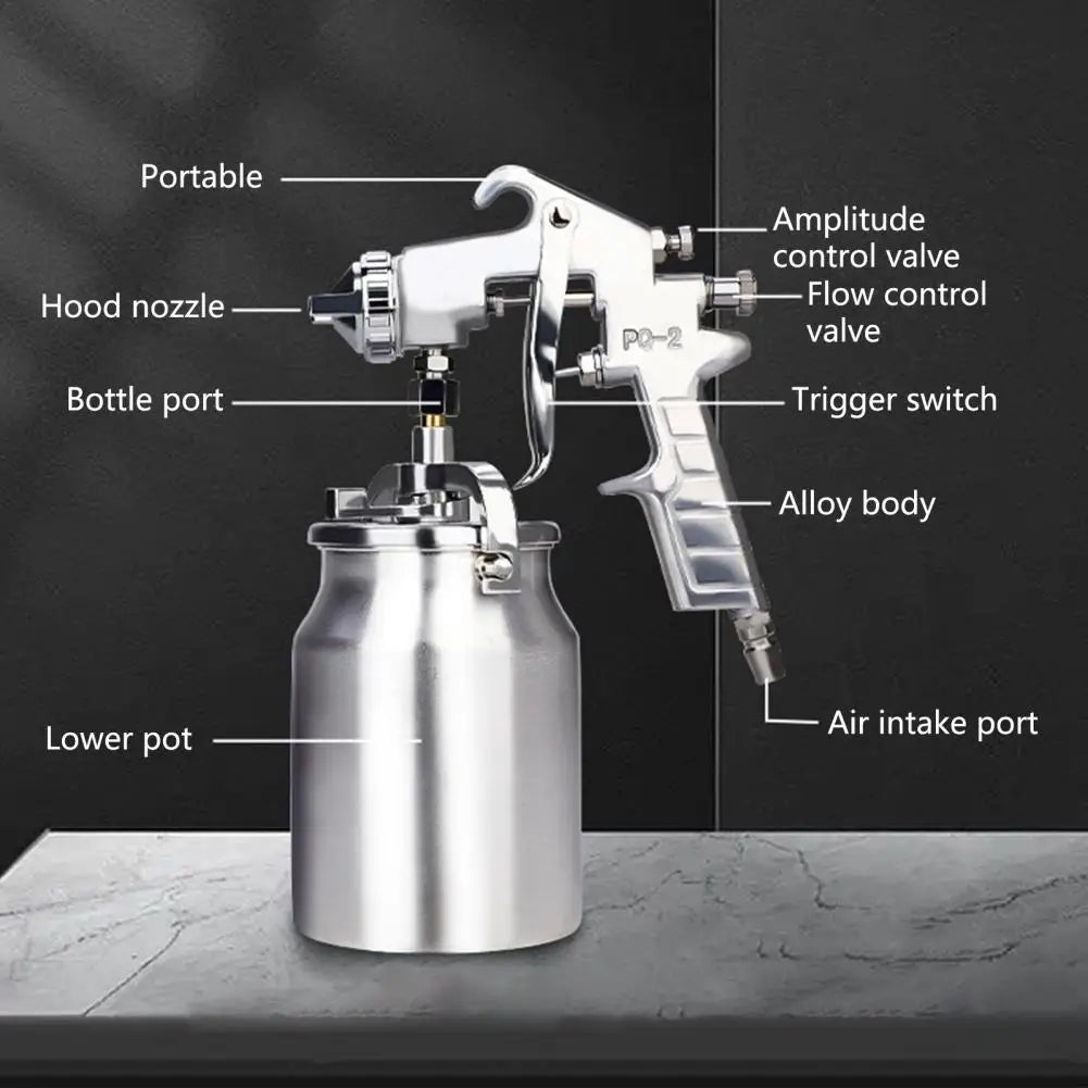 Car Paint Sprayer Uniform Atomization Full Coverage Adjusting Knob Porous Atomizing 1.5/2.5 Caliber Pneumatic Sprayer Workshop