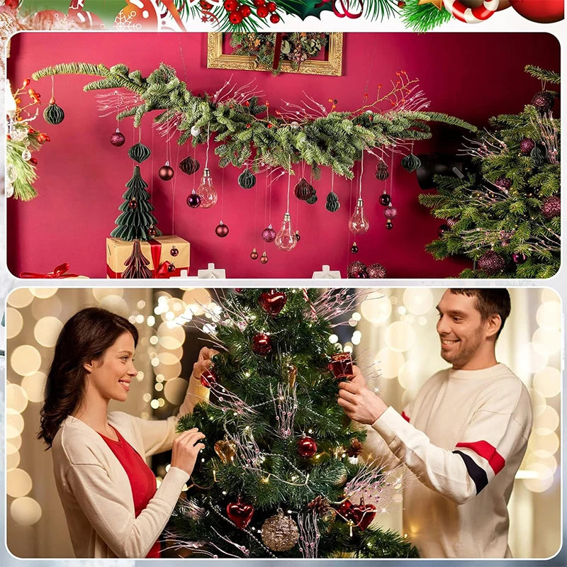 5Pcs Glitter Artificial Berry Bouquet Christmas Tree Ornament for Home Decor New Year 2026 Navidad DIY Wreath Gifts Accessories