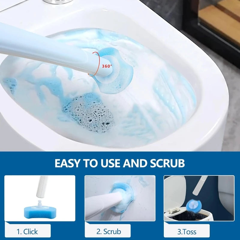 24PCS Disposable Toilet Brush Heads Toilet Bowl Wand Refills Bowl Cleaners Scrubbing Pads for Bathroom Toilet Household Cleaning