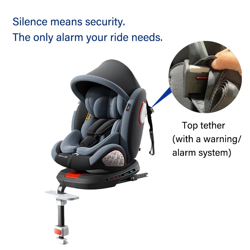 360° Swivel Baby Car Seat with Easy In-Out Rotation, ISOFIX, I-Size R129 Child Seat 40-150cm, 10-Position Headrest, 4 Recline Angles, Thick Padded Seat, Side Impact Protection, Rearward & Forward Facing for Infant, Toddler, and Kids