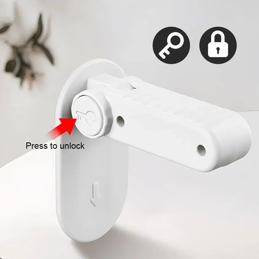 1PC Door Lever Lock Universal Anti-open Handle Child Baby Safety Locks Punch-free Multifunction Hidden Button Buckle Safety Lock