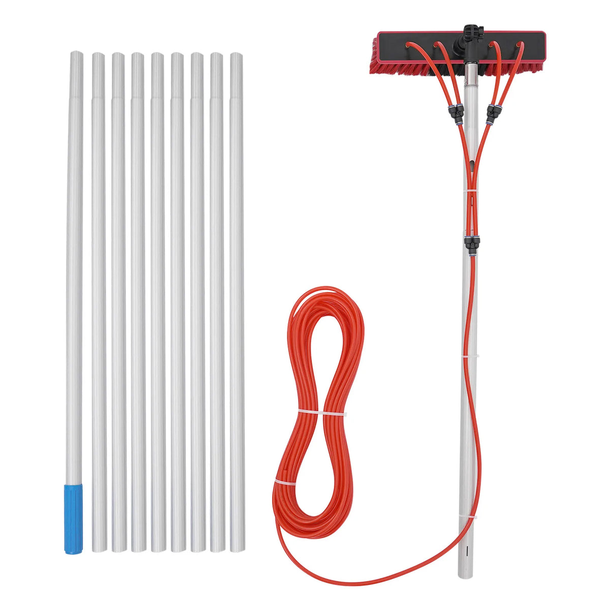 Window Cleaning System: Cleaning Brush and Pole Kit for Solar Panels and Outdoor Windows, 7/8/10 Meters