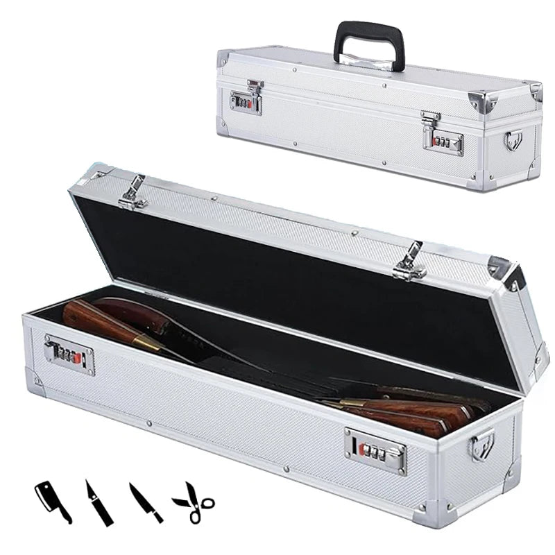 Multi-functional Kitchen Cooking Chef Knife Storage Case Knives Holder Aluminum Combination Lock Tools Case Knife Organizer
