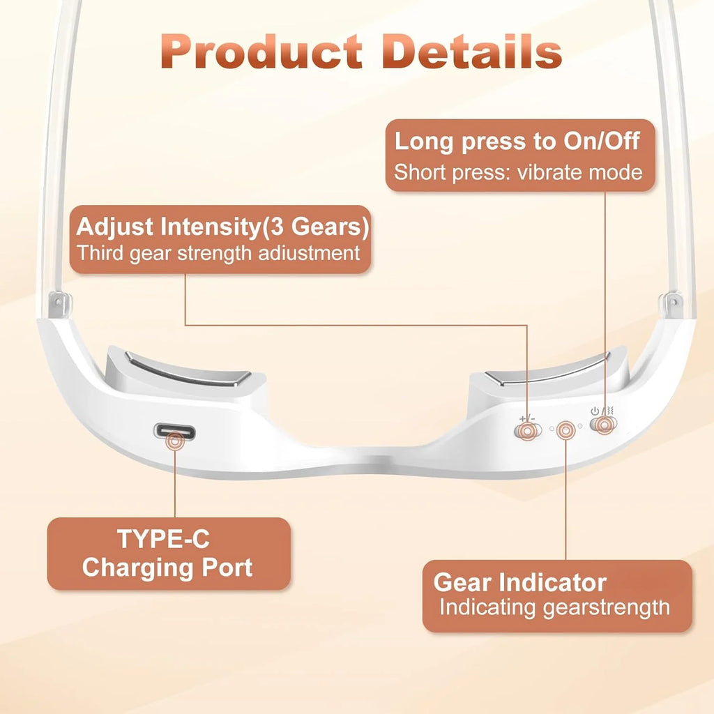 3 Color LED Under Eye Beauty Device 3D Microcurrent Contour Eye Massager Rechargeable Eye Mask for Eye Bag Puffiness Fine Lines