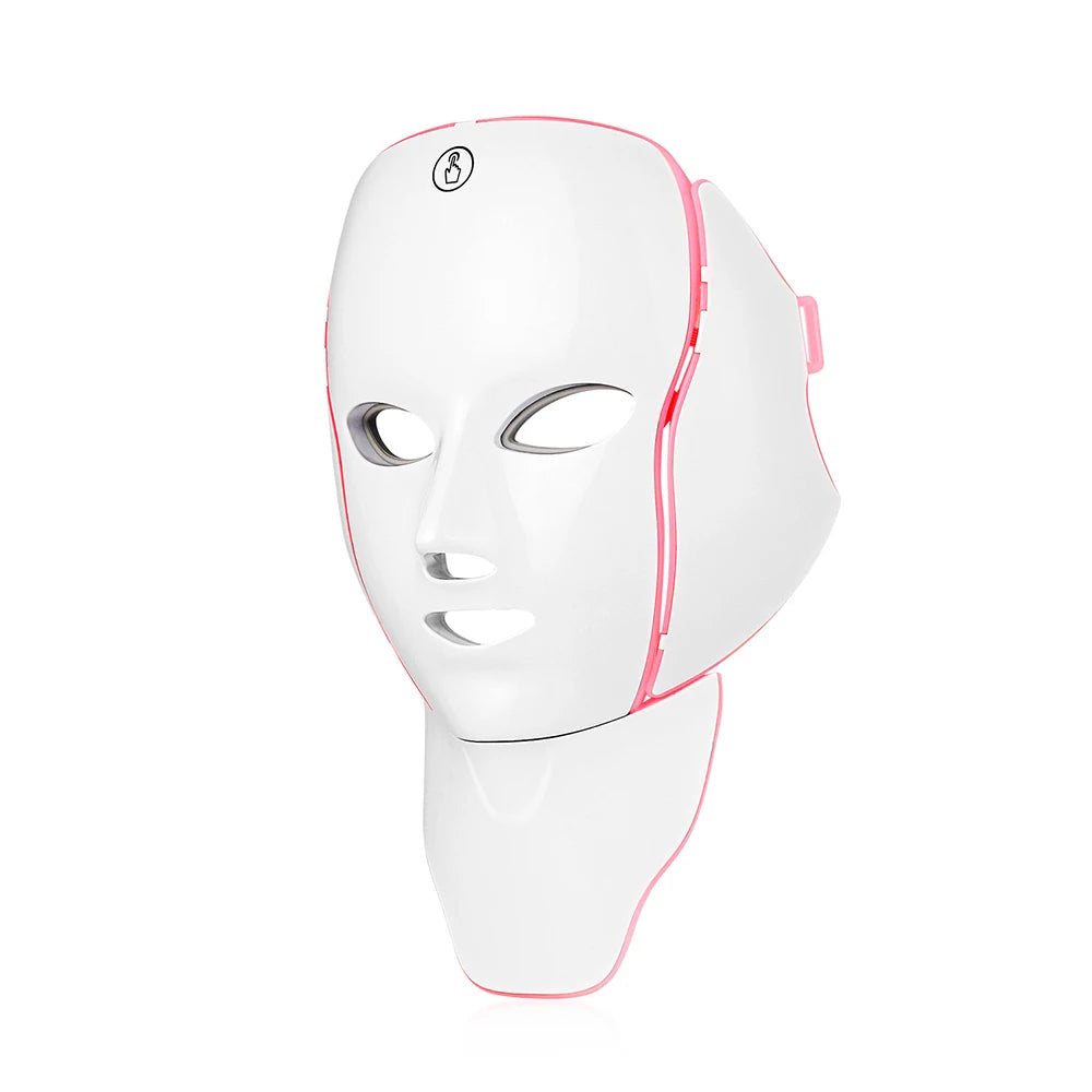 Rechargeable 7 Colors LED Face Neck Photon Mask Red Light Therapy Anti Aging Wrinkle Skin Tightening Lifting Skin Care Mask