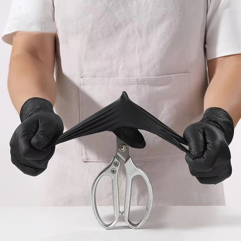 20/100PCS Black Nitrile Gloves Disposable Latex & Powder Free Non-Sterile Cleaning Gloves for Household Kitchen Mechanic Tattoo
