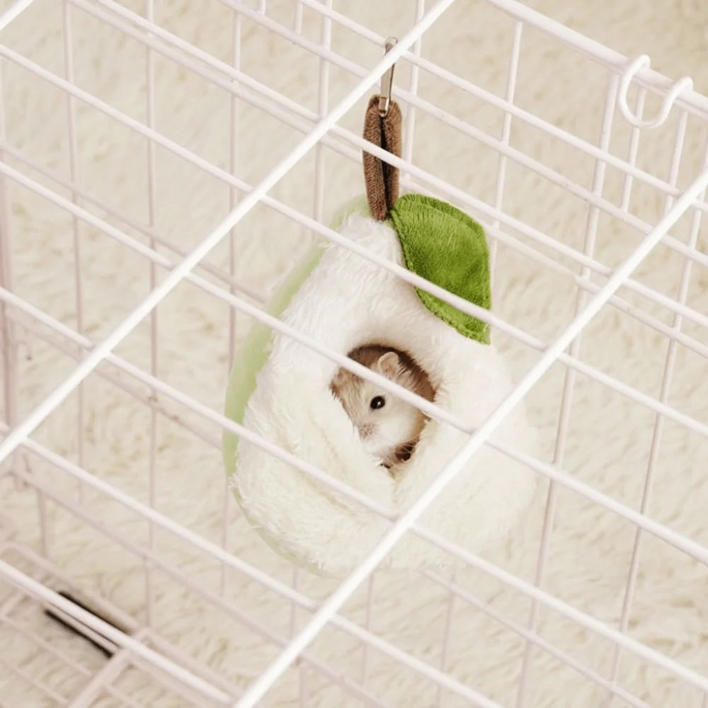 Hamster Cage Plush Hamster Hammock Warm Soft Winter Pet Nest Pear Shaped Comfortable Sugar Glider Hideout Cage Decoration