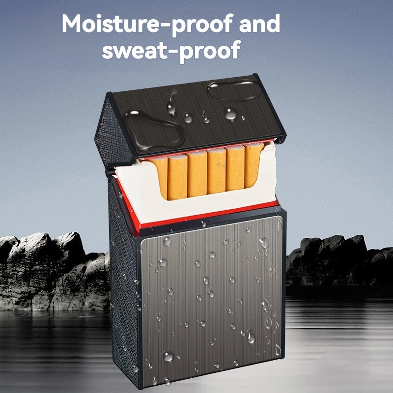 Portable Cigarette Case Metal Smoking Cigarette Box 20pcs Capacity Tobacco Holder Cigarettes Pack Cover Storage Box Men's Gadget