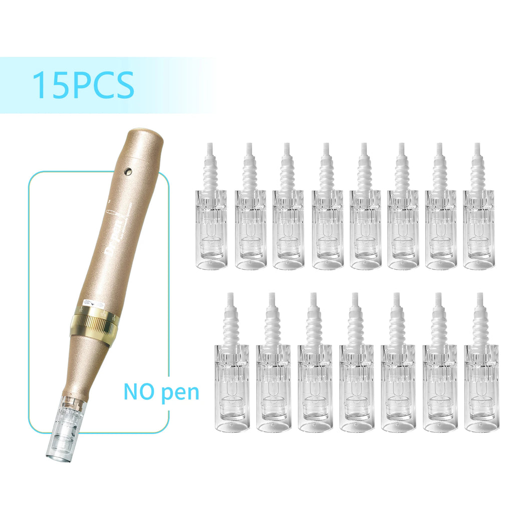 15Pcs Dr Pen Microneedle Cartridge Use for N2/M5/M7/E30, 9/12/24/36/42Pin&Round/Square Nano Use for Facial Needle Length 0.25mm