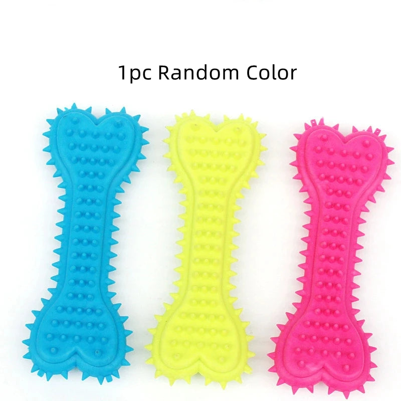 1PC Pet Chew Toy Soft Rubber Bite-resistance Bone Shape Teeth Grinding Chewing Toys for Small Dogs Training Pet Supplies Brush