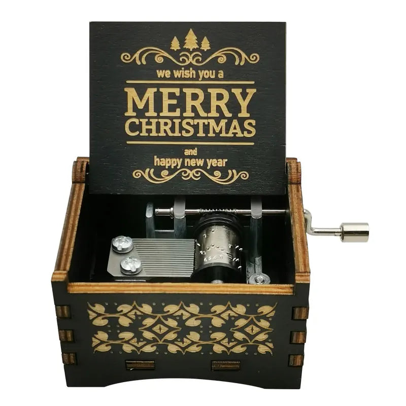 《We Wish You A Merry Christmas》Wooden 18-tone Music Box Desktop Decorative Ornaments New Year's Party Gift For Friends ﻿