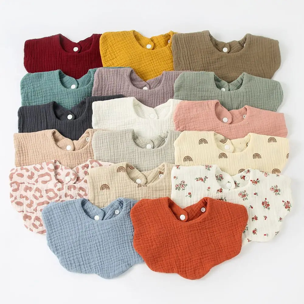Cotton Soft Baby Print Bibs Solid Color Infant Bib Newborn Burp Cloths Bandana Scarf for Kids Boys Girls Feeding Saliva Towel
