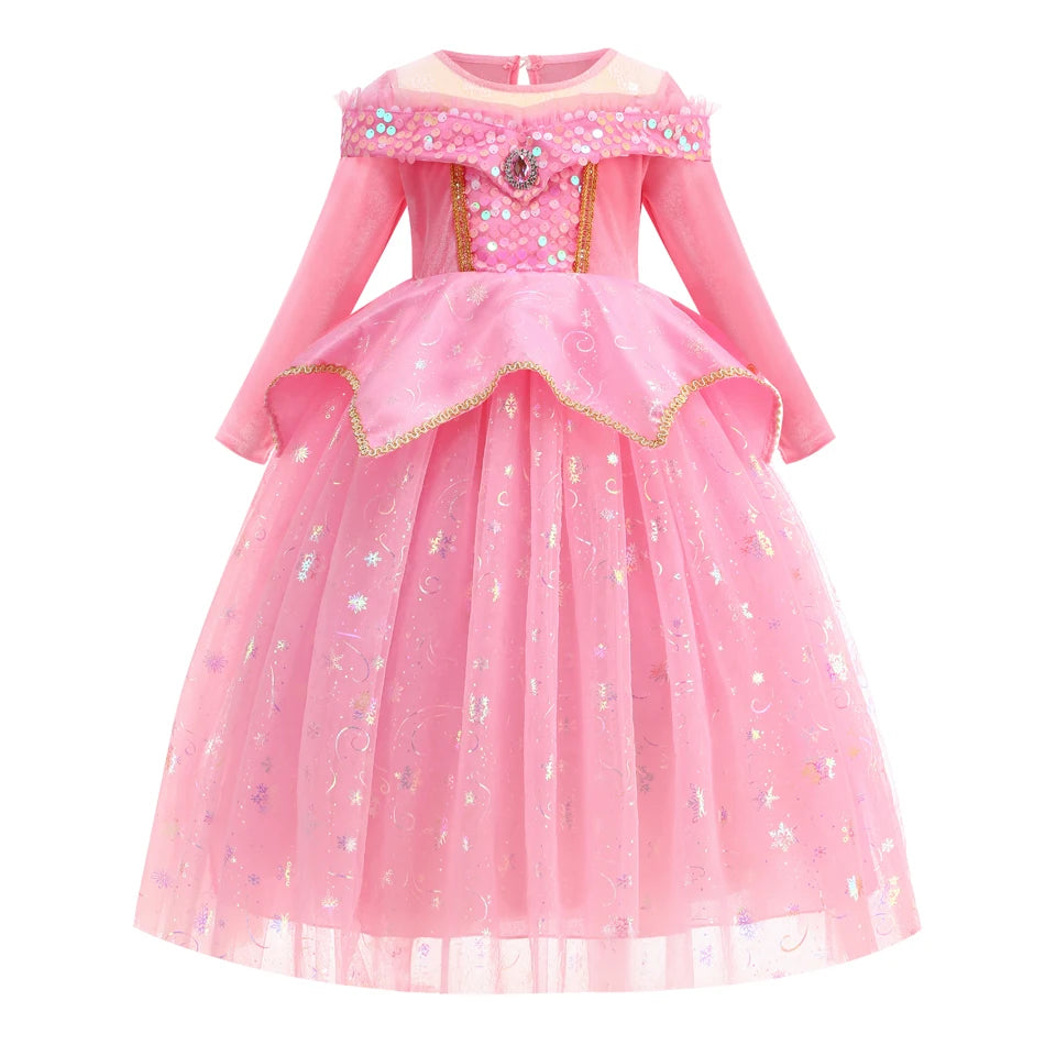 Halloween Costumes Kids Pink Girls Party Dresses Girl Aurora Princess Gown Sleeping Beauty Cosplay Costume Fantasy Disguise Sets