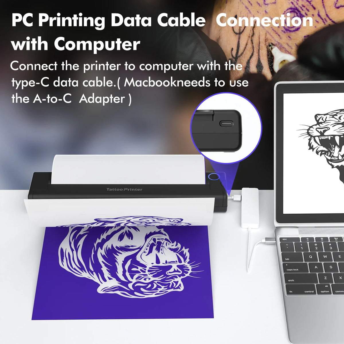 A4 Tattoo Stencil Printer Thermal Tattoo Printer with Transfer Paper Wireless Bluetooth Mini Portable Printer DIY Artist