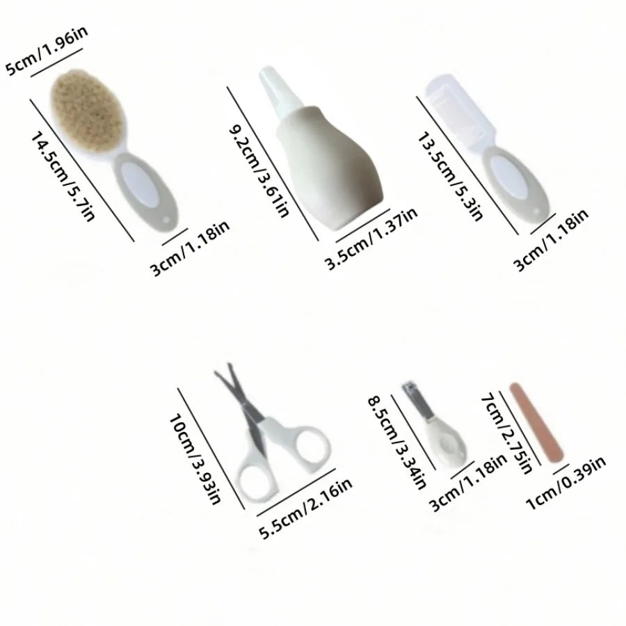 Baby Care Kit Six-Piece Baby Nasal Inhaler Nail Clipper Brush File Comb Scissors Set Daily Cleaning and Care Accessories for Baby