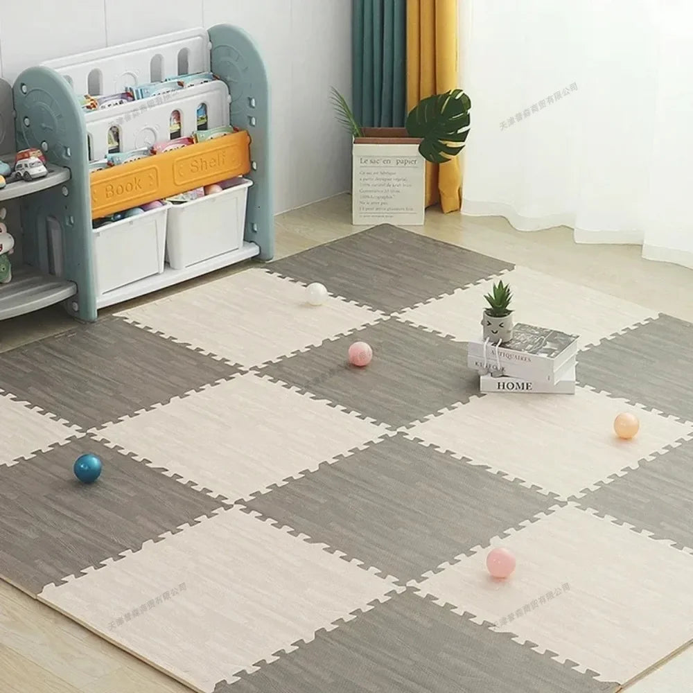 8/16Pcs Wood Baby Play Mat Floor Rug Thickened Foam Floor Children's Non-slip Crawling Pad Suitable for Living Room and Bedroom
